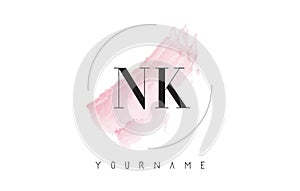 NK N K Watercolor Letter Logo Design with Circular Brush Pattern