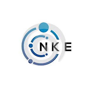 NKE letter technology logo design on white background. NKE creative initials letter IT logo concept. NKE letter design