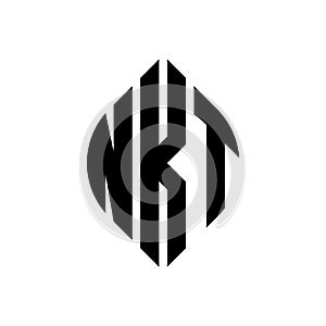 NKT circle letter logo design with circle and ellipse shape. NKT ellipse letters with typographic style. The three initials form a photo