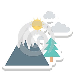 Landscape, Mountain Color Isolated Vector Icon photo