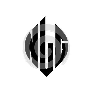 NLG circle letter logo design with circle and ellipse shape. NLG ellipse letters with typographic style. The three initials form a photo