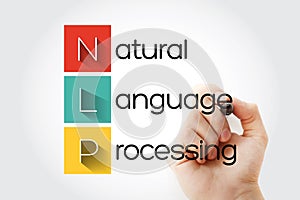 NLP - Natural Language Processing acronym with marker, concept background