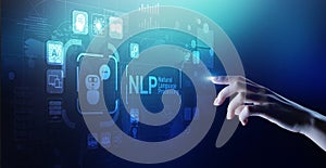NLP natural language processing cognitive computing technology concept on virtual screen.