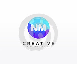 NM initial logo With Colorful Circle template vector