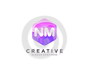 NM initial logo With Colorful Hexagon Modern Business Alphabet Logo template vector