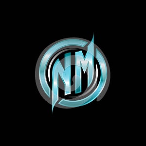 NM Initial Monogram Logo Circle Rounded