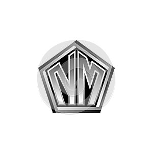 NM Logo Monogram Silver Geometric Modern Design
