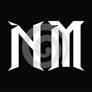 NM Logo monogram with slice shape design template
