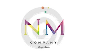 nm n m creative rainbow colors alphabet letter logo icon