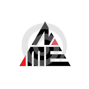 NMF triangle letter logo design with triangle shape. NMF triangle logo design monogram. NMF triangle vector logo template with red