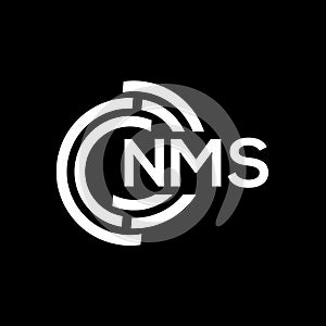 NMS letter logo design on black background.NMS creative initials letter logo concept.NMS vector letter design
