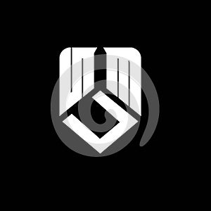 NMU abstract monogram shield logo design on white background.