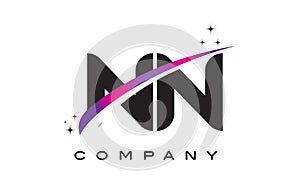 NN N Black Letter Logo Design with Purple Magenta Swoosh photo