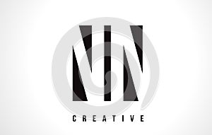 NN N White Letter Logo Design with Black Square. photo