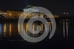 National Theater in Prague at night