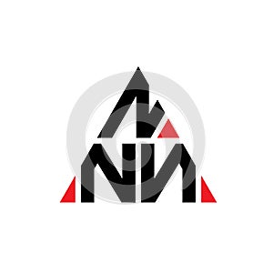 NNN triangle letter logo design with triangle shape. NNN triangle logo design monogram. NNN triangle vector logo template with red