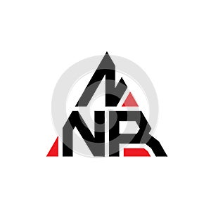 NNR triangle letter logo design with triangle shape. NNR triangle logo design monogram. NNR triangle vector logo template with red