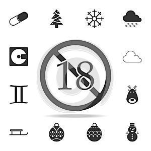 No 18 years old ,Under eighteen sign icon. Detailed set of web icons. Premium quality graphic design. One of the collection icons