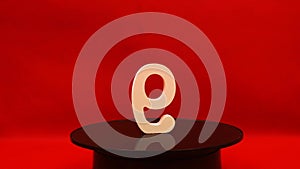 No. 9 ( Nine ) on the turntable Isolated red Background with Copy Space - Number 9% Percentage or Promotion