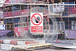 No access health and safety sign at building construction site fence
