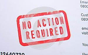 No action required stamp.