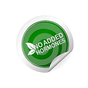 No added hormones green sticker. Healthy safe. Vector icon. Line symbol. Vegan, bio food. Healthy safe.