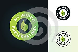 No added preservatives text with leaves, vector illustration, green colored,