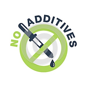 No additives sign - crossed out eyedropper