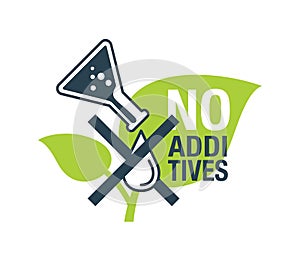 No additives sign with green eco plant