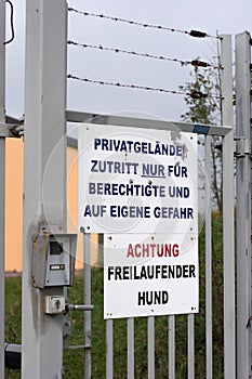 No admittance - German private terrain