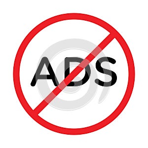 No ads icon linear logo mark in black and white