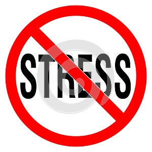 NO STRESS sign in the red circle vector illustration photo