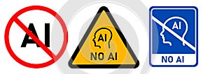 No AI artificial intelligence prohibition symbol icon ai generated not allowed