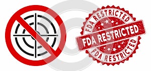 No Aim Icon with Scratched FDA Restricted Stamp