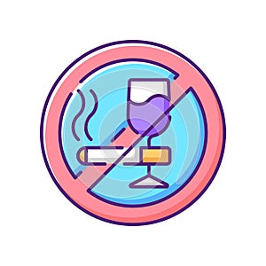 No alcohol and cigarettes RGB color icon