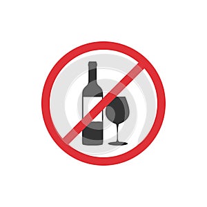 No alcohol icon in a flat design. Vector illustration