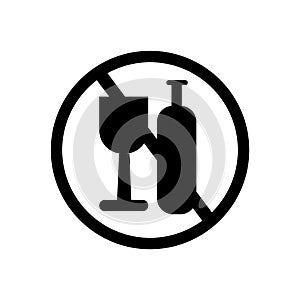 No alcohol icon vector sign and symbol isolated on white background, No alcohol logo concept