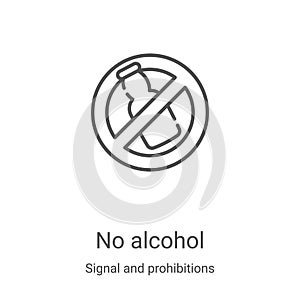 no alcohol icon vector from signal and prohibitions collection. Thin line no alcohol outline icon vector illustration. Linear