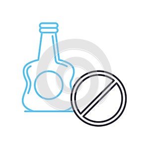 no alcohol line icon, outline symbol, vector illustration, concept sign