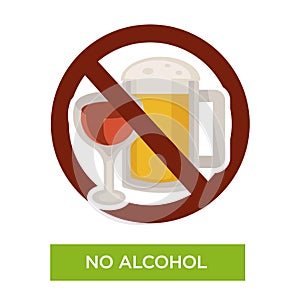 No alcohol sign restriction icon healthcare or diet