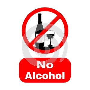 No alcohol, sign or symbol . Vector design isolated on white background. Restriction sign collection