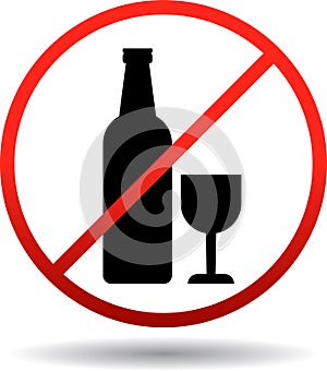 No alcohol sign on white