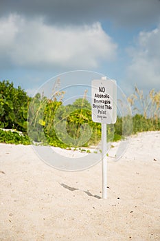 No alcoholic beverages beyond this point sign at the Vero Beach, FLorida photo