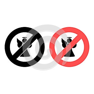 No angel icon. Simple glyph, flat vector of christmas joy ban, prohibition, embargo, interdict, forbiddance icons for ui and ux,