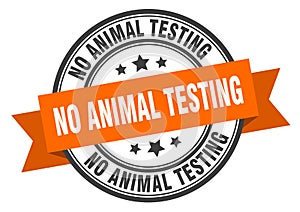 no animal testing label sign. round stamp. band. ribbon