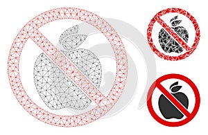 No Apple Vector Mesh Network Model and Triangle Mosaic Icon