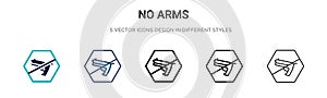 No arms sign icon in filled, thin line, outline and stroke style. Vector illustration of two colored and black no arms sign vector