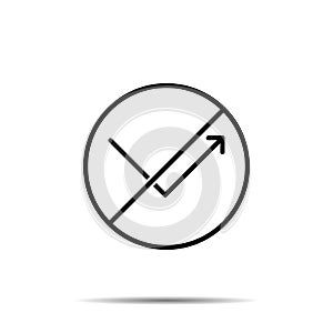 No Arrow, rebound icon. Simple thin line, outline vector of arrow ban, prohibition, embargo, interdict, forbiddance icons for ui