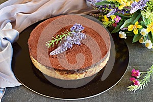 No bake cake, biscuit base with cocolate ganash