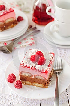 No Bake Chocolate, Raspberry and Savoiardi Layer Cake